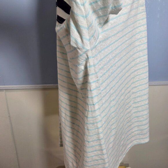 Lane Bryant 22/24 White Black Striped 3/4 sleeve Linen Blend Lightweight Tee - Picture 6 of 11